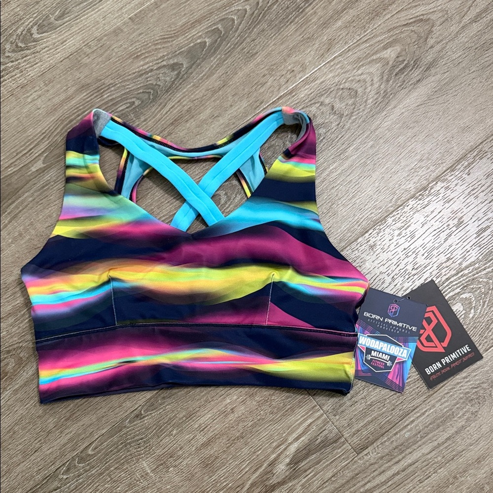 Born Primitive Wodapalooza Multicolor Striped Sports Bra